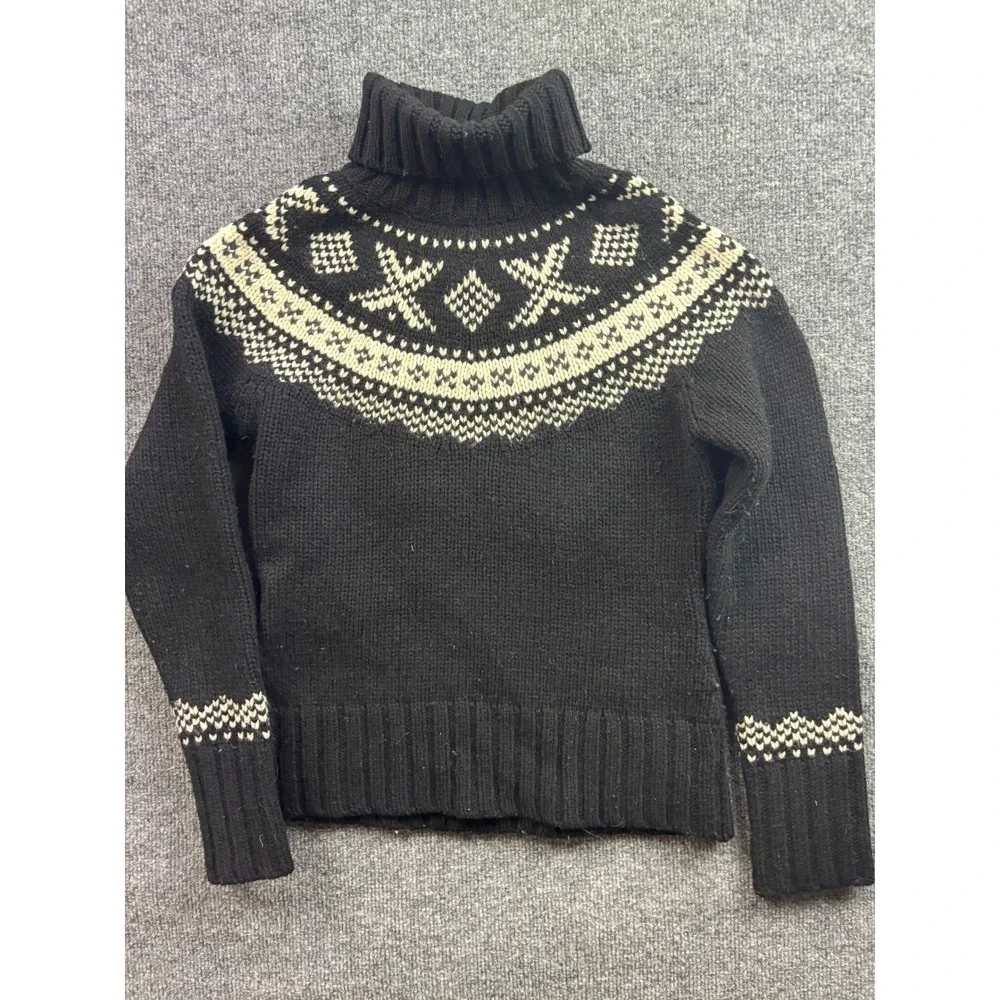 Vintage Gap Turtleneck Sweater Womens S Fair Isle Lambswool Knit Pullover